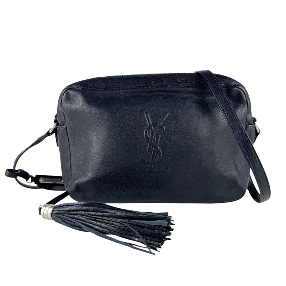 Saint Laurent Crossbody Bag Lou Leather Navy Blue Silver